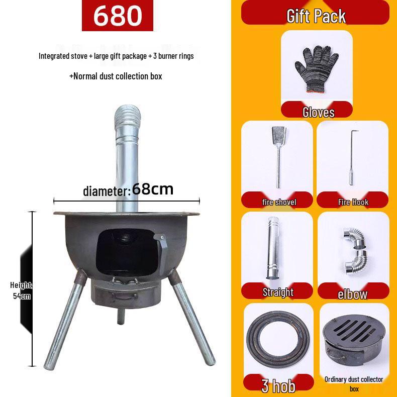 Portable Outdoor Firewood Stove with Threaded Round Legs - New Model