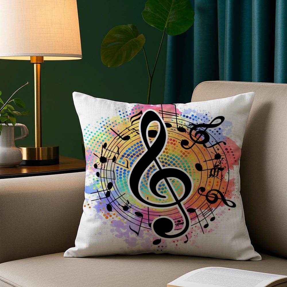 Musical Staff Pillow Case Plush Fabric Soft Pillowcase Double Sided Print Sofa Cushion Cover Throw