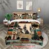 3pcs Farmhouse Duvet Cover Set,Black Bear Deer Elk Moose Forest Animal Wildlife Lodge Rustic Bedding Set,Sage Green Brown Plaid