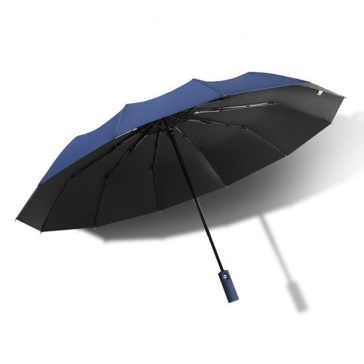 Fully Automatic 10-Rib UV Protection Folding Umbrella - Black Glue Sunscreen for Rain or Shine