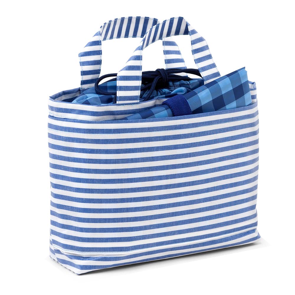 BAREVNÝ STYL CUKROVÍ Přebalovací pouzdro Ideální pro Made in Basic Pruhované B1300500 (Taška se stahovací šňůrkou) - Výlety, Japonsko, (100% bavlna) - Modrý,