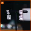 Huitan Geometric Crystal Cubic Zirconia Dangle Earrings for Women Silver Color Luxury Trendy Female Earrings Daily Wear Jewelry