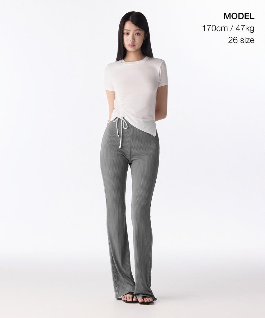MUSINSA STANDARD WOMAN Women'S Vertical Texture Side Button Jersey Pants [Grey]