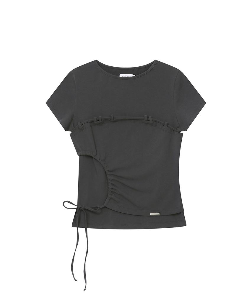 MISEKI SEOUL String Shirring Short Sleeve Charcoal