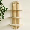 Arched Shape Wood Wall Shelf 3 Tiered Hanging Rack For Indoor Plant Decorative Display Organizers Easy Installation
