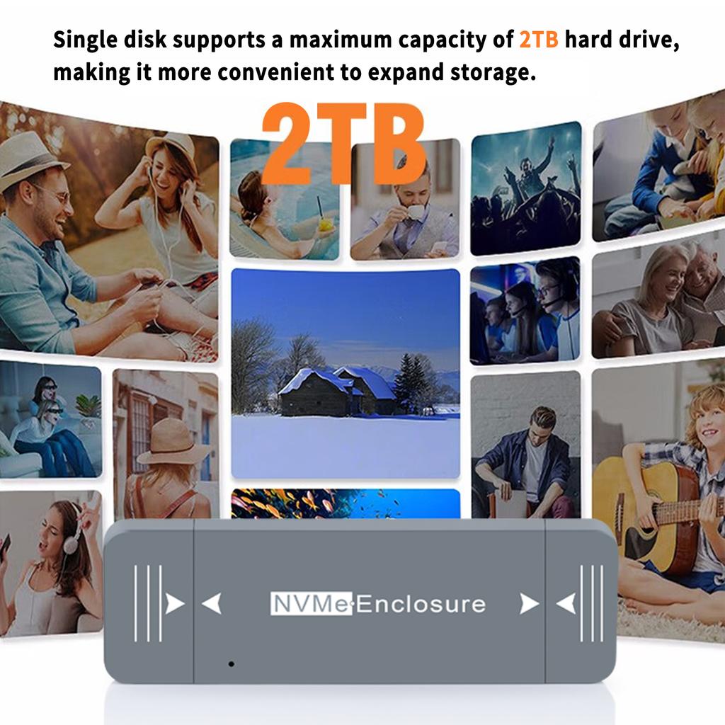 M.2 NVMe 2230 SSD Enclosure USB A/C Adapter 10Gbps USB3.2 Gen2 External Case Box for Desktop computer Tablet PC Phone SN740/BG4