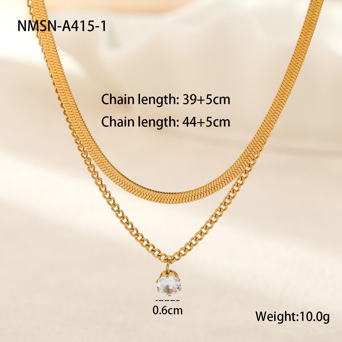 GEMCHIC Women s Stainless Steel 18K Gold Plated Multi-Layer Chain Necklace with Cubic Zirconia, Fashion Geometric Design