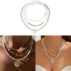 Shell Beaded Necklace Multilayer Heart Pearl Collar For Women Summer