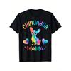 Chihuahua Dog Mom Pattern T-Shirt Cotton Casual Round-neck Short-sleeved T-shirt Soft and Machine Washable