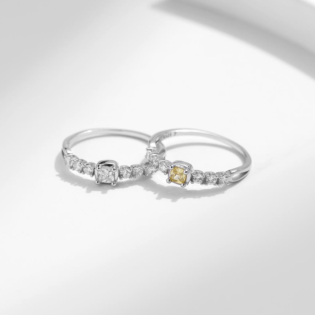 925 Sterling Silver Elegant Sweet Sugar Finger Rings For Women Yellow Clear Dazzling Cubic Zirconia Rings Fine Jewelry