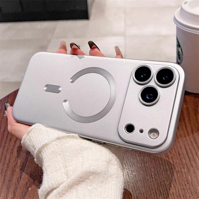 Funda Blanda Magnética Magsafe de Pintura Metálica Para iPhone 17 Pro Max 17 Air 16 E 15 14 Plus 13 12 11 Pro Max Carga Inalámbrica Cubierta Protectora de Lente