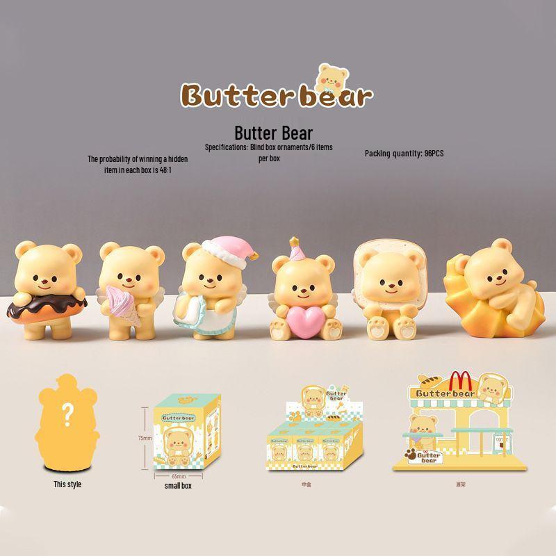 Butter Bear Blind Box Figure: Internet Celebrity Milky Little Bear Doll for Desktop or Car Decoration and Birthday Gift.