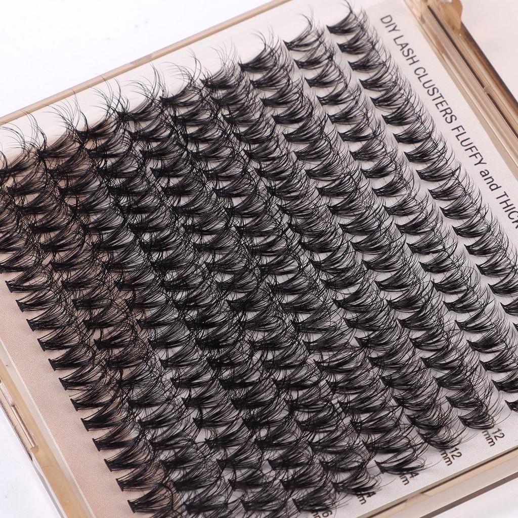 European-American D-Curl Cluster False Eyelashes: 10-18mm Natural, Dense, DIY Segments