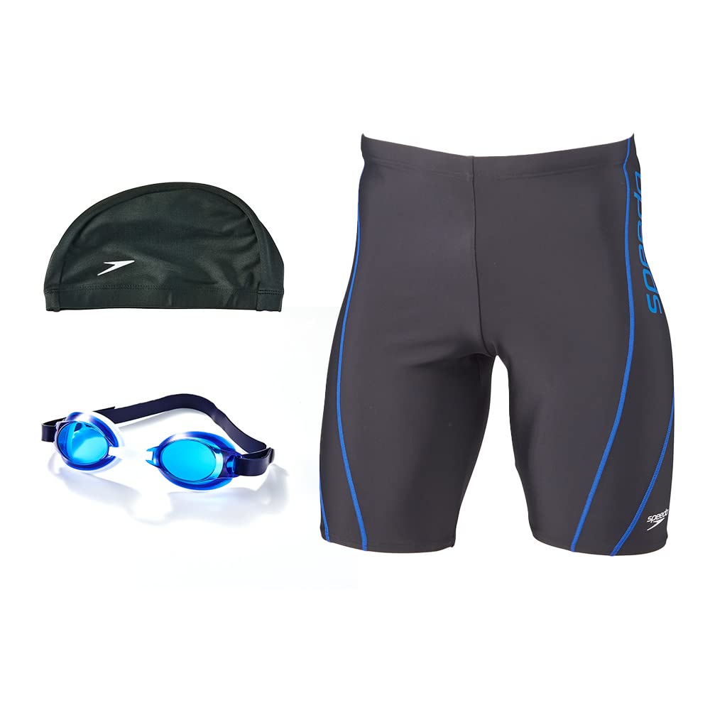

Fitness Swimsuit Set with Cap and Goggles SET21SAM Blue S [Speed] Men s 3-piece [Amazon Exclusive] Black/Royal