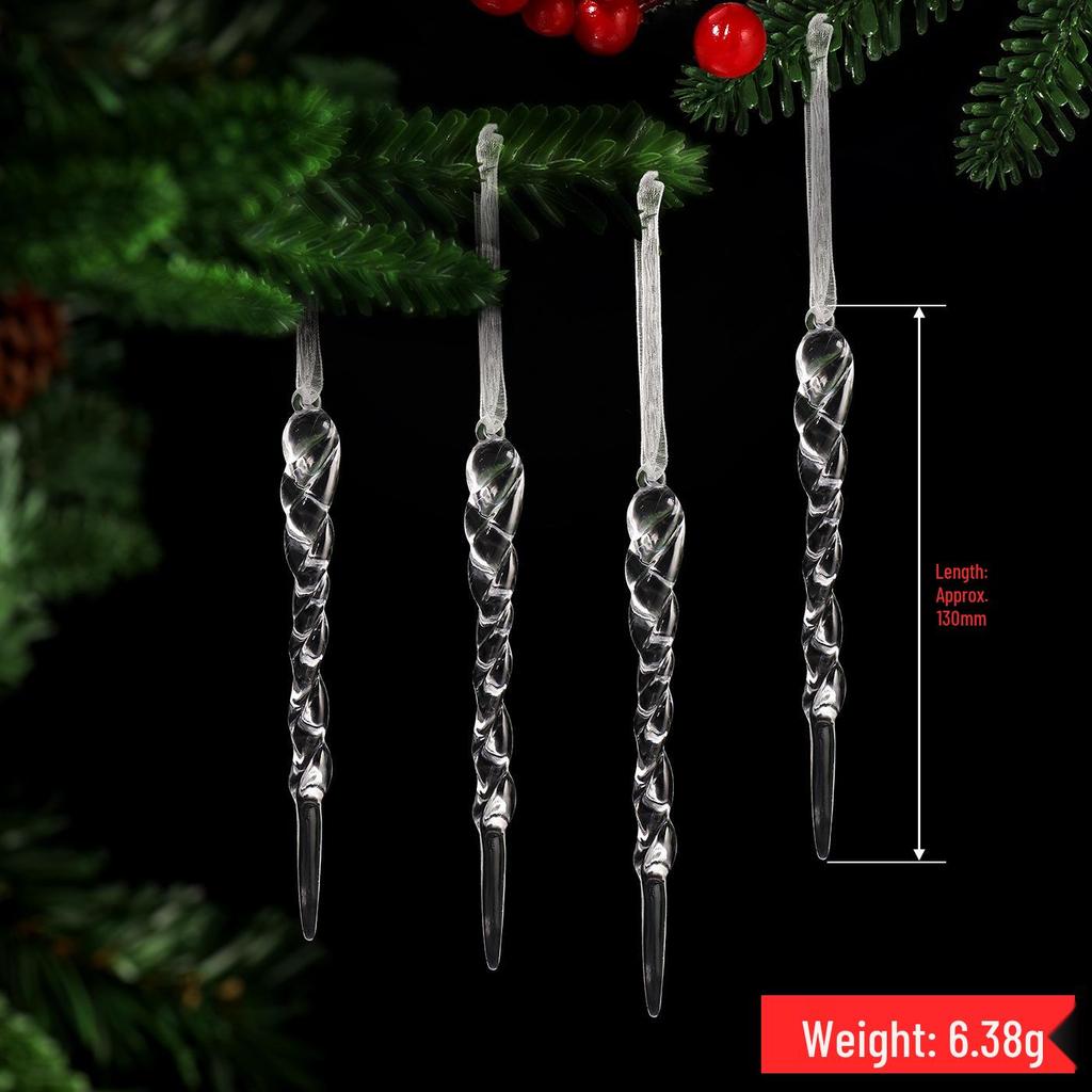 Acrylic Snowflake Ice Strips Hanging Christmas Tree Decoration Set