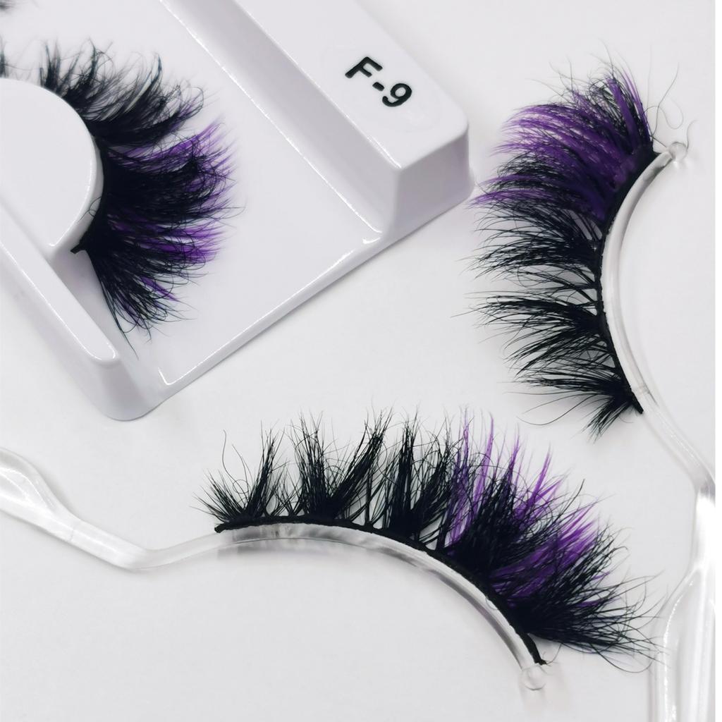 1 Pair Fluffy 25MM Mink Eyelashes Colored Lashes Bulk Wholesale Pink White Red Blue 5D Mink Lashes Supplies Makeup Tools