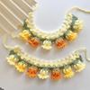Pet Clothes Orchid Bell Flower Knitted Pet Collar Patchwork Sweet Pet Drool Scarf Lace-up Pet Drool Bib Cats