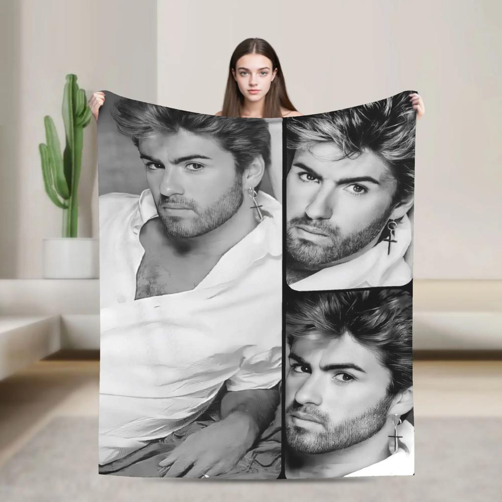 George Michael Decke Qualität Warm Weich Überwurfdecke für den Winter Heimdekoration Tagesdecke für Studenten Lustiges Design Gemütlicher Komfort