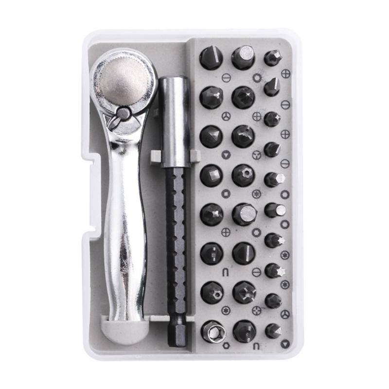

Ratchet Wrench Screwdriver Set With Replaceable Bits Ergonomic Handle Repair Tool For Smartphone And Tablet Maintenance серебряный