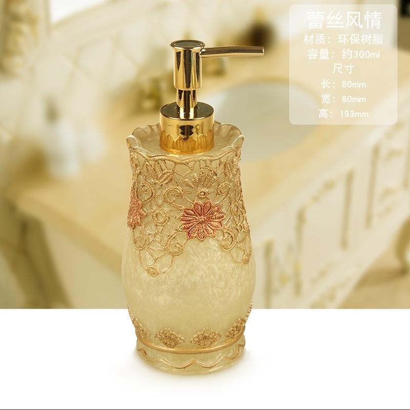 Resin Bathroom Set Toiletries Wash Five Piece Set with Tray Mouth Cup Toothbrush Holder Lotion Bottle  Toilet Brush Tissue Box