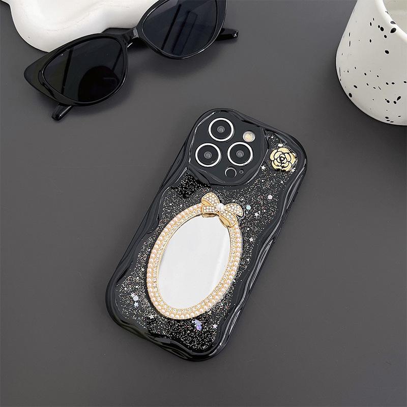 

Bow Mirror Phone Case For Apple 17Promax Camellia Sequin Iphone 15 Women S Case iPhone 7/8/SE 2020