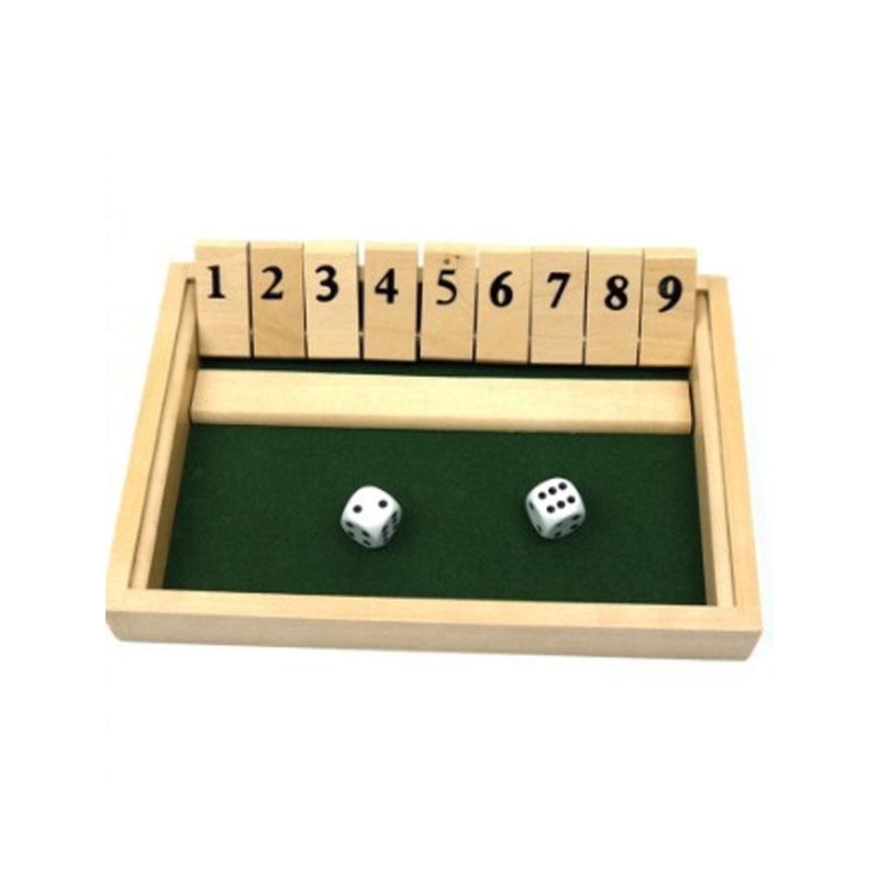 

Гра в кості Shut The Box Дерев яна дошка з клапанами та кубики Гра для 4 гравців Паб Бар Партійні приналежності Сімейні розваги Для дітей та дорослих