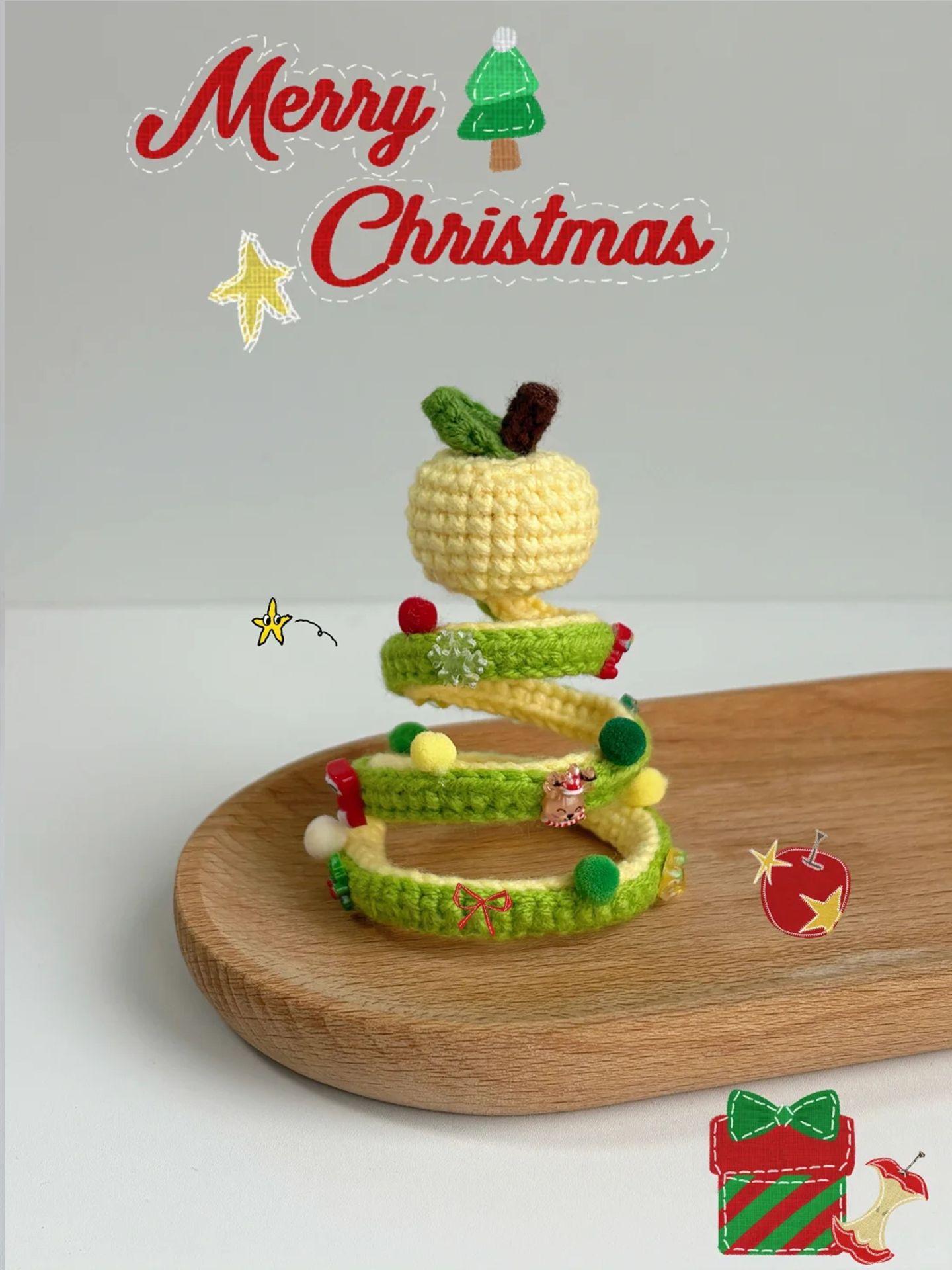 Christmas Tree Hanging Decoration Yarn Crochet Kit DIY Gift New Model Green Color Crochet Materials Wool Yarn Kit