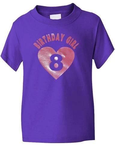 

Birthday Girl Age 8 Eight Girls Kids T-Shirt In Glitter Birthday Gift Age 1-13 3XL