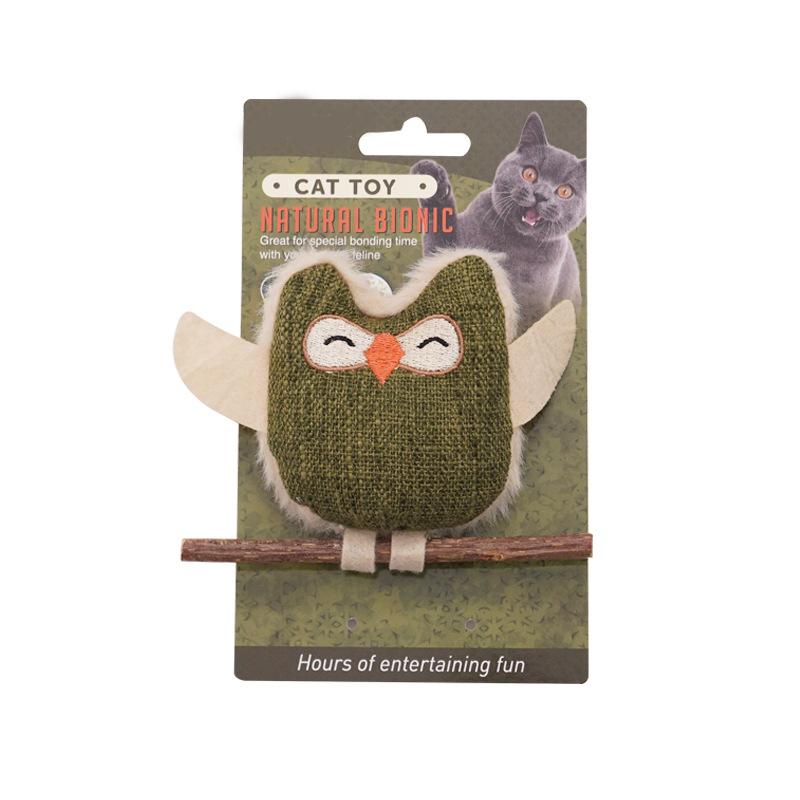 Cute Owl Shape cat Chew Toy with Silver Vine Stick Natural Catnip Filling Durable Bite Resistant Dental Cleaning Toy