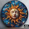 SunMoon Abstract Round Metal Wall Art Aluminum Plaque Sign For Home Bar Kitchen Coffee Shop Office Decor