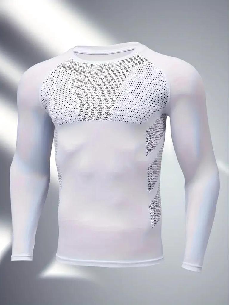 Cross-border PRO Men's Quick-Dry Sports Tights: High Elastic, Sweat-Absorbent, Long-Sleeved Fitness & Cycling Shirt