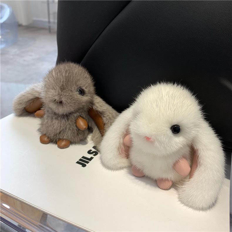 Small Faux Mink Rabbit Fur Plush Keychain Pendant - Backpack Charm & Birthday Gift