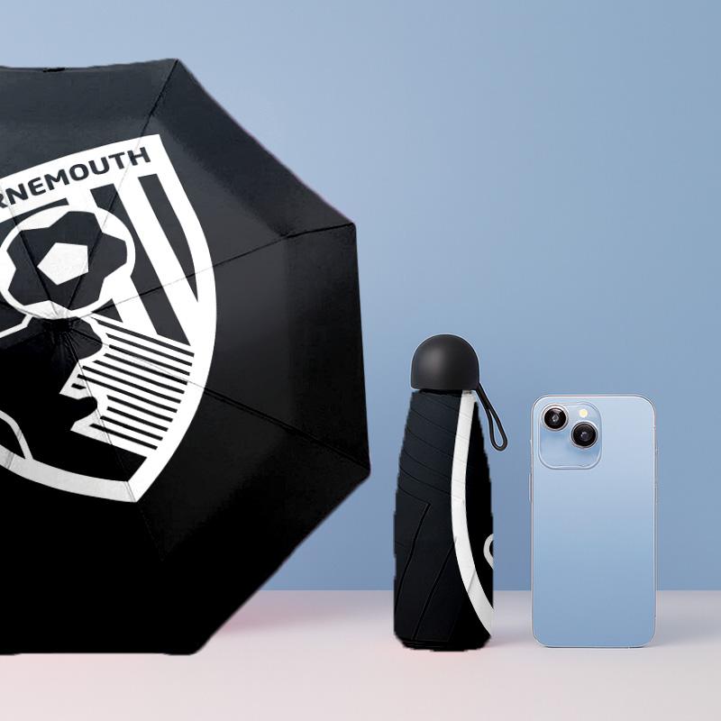 Bournemouth Football Pattern Printed Mini 5 Folds 8 Ribs Compact Umbrella Windproof Waterproof Lightweight Portable Folding