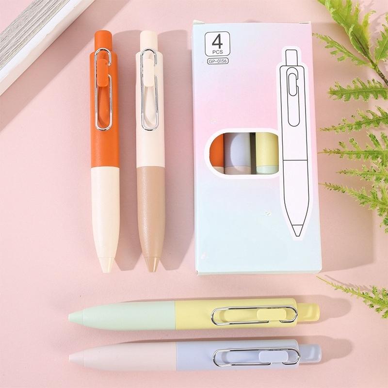 12Pcs Durable and Cute Gel Pen Black Ink Box Pen Tip Retractable 0.5mm Signature Pen Easy To Carry Portable Pen Student School Office Supplies