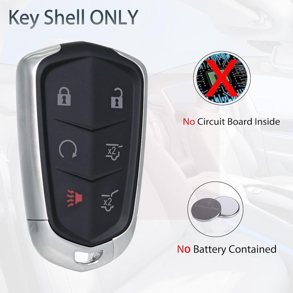 Key Fob Shell Case Replacement Fits for Cadillac Escalade ESV 2015 2016 2017 2018   Keyless Entry Remote Control 6 Button Pad Cover