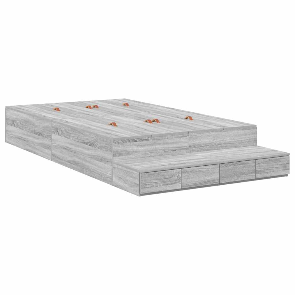 Storage Bed Frame Grey Sonoma 120 cm Particleboard