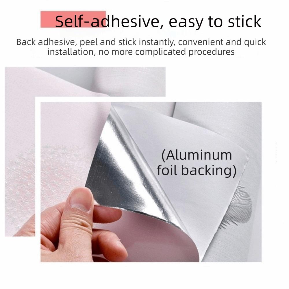 Aluminum Foil Bottom Self Adhesive Wallpaper Waterproof American Retro Wall Sticker Bedroom