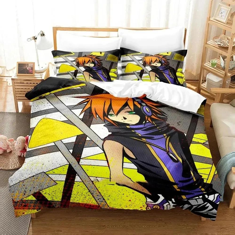 Anime The World Ends With You Neku Sakuraba Bettwäsche-Set Bettbezug Bettwäsche-Set Steppdeckenbezug Kissenbezug Bettdecke King Queen Größe