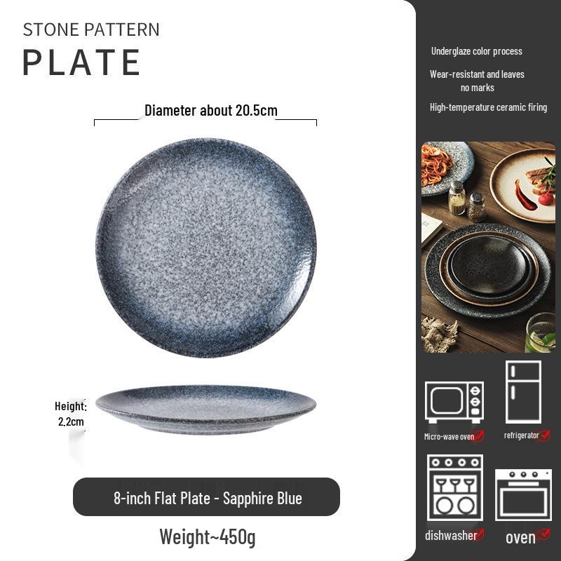 Retro Japanese Ceramic Plate: Creative Black Glaze Dish for Home and Restaurant