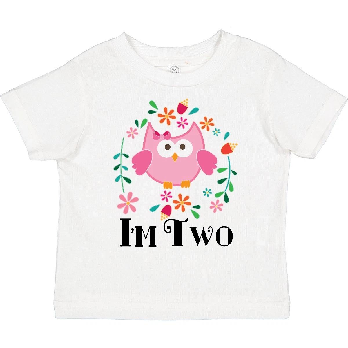 

Inktastic 2nd Birthday Owl For 2 Year Old Girls Toddler kids boys T-Shirt Two Flowered Kid 100