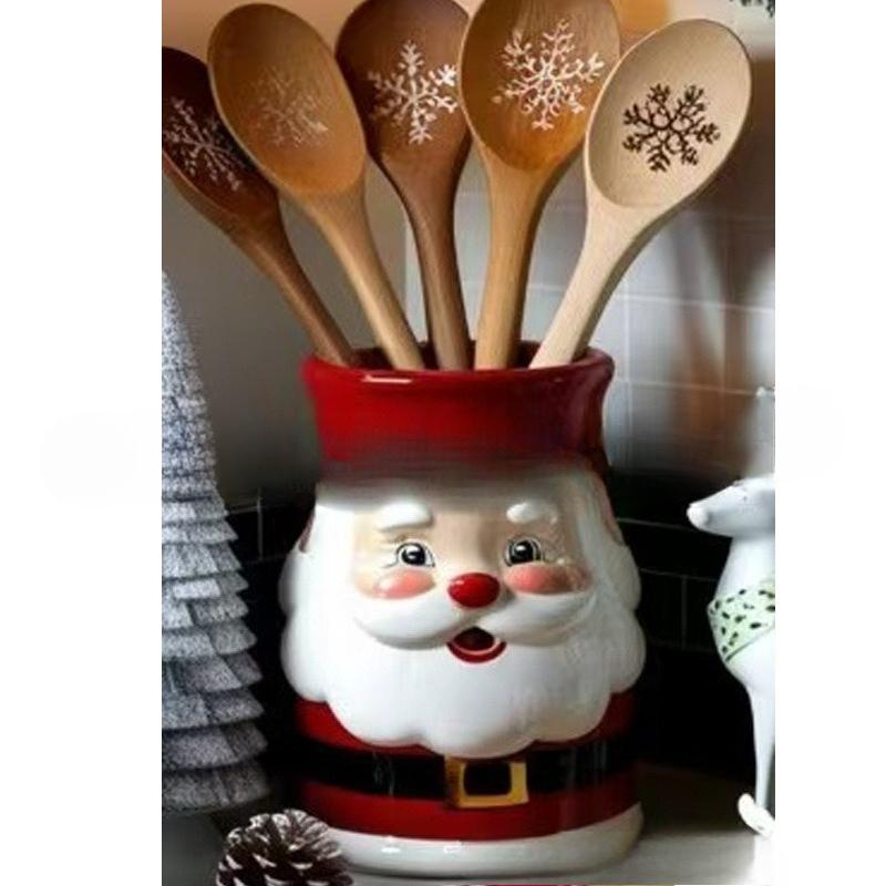 Дед Мороз и Снеговик Кухонное украшение Подставка для столовых приборов Santa Claus