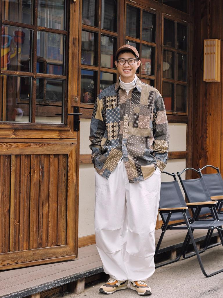 CHANGE WELL Japanese Pattern Fashion Autumn Clothes Silhouette Patchwork Print Print Long Sleeve Shirt Cotton Men's "2023 Autumn/Winter" All-Over 100%