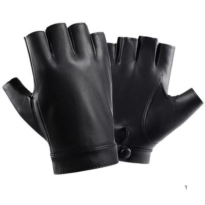 VIEAURA Fingerlose PU-Lederhandschuhe für Cosplay, Rock, Punk und Fahrer, Schwarz
