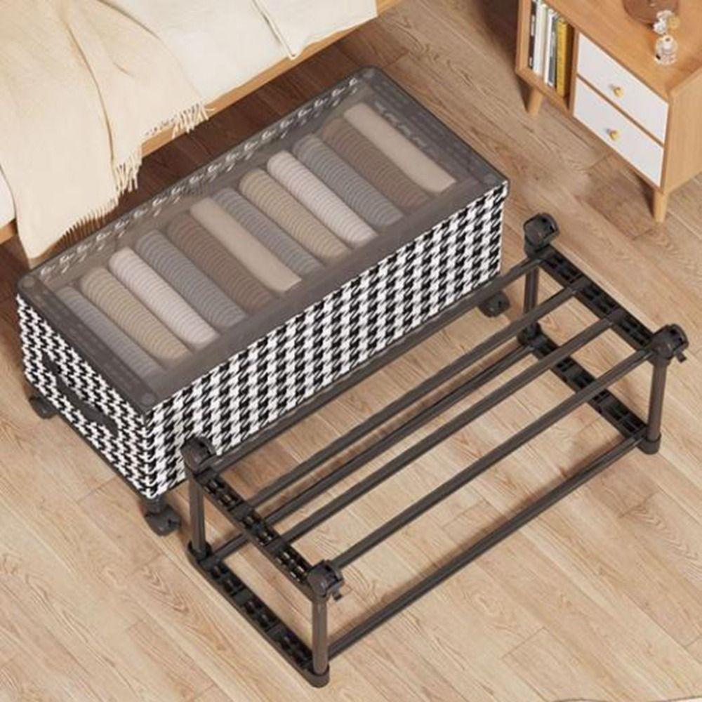 Large Capacity Mobile Under Bed Organizer Space Saving Transparent Cover Storage Box  for Home