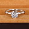 Simple Female Rings  Sterling Silver Geometric 4 Claws Design Round Zircon Rings for Women Big Crystal Wedding  Gift