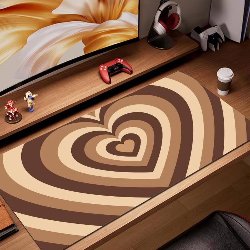 Pink Heart Swirl Kawaii Gaming Mouse Pad Large Extended Desk Mat Aesthetic NonSlip Desk Mat for Office Laptop