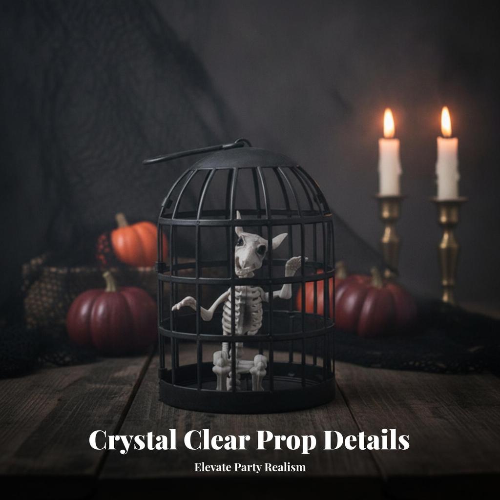 Skeleton Vertical Slats Halloween Cage Decor Domed Top
