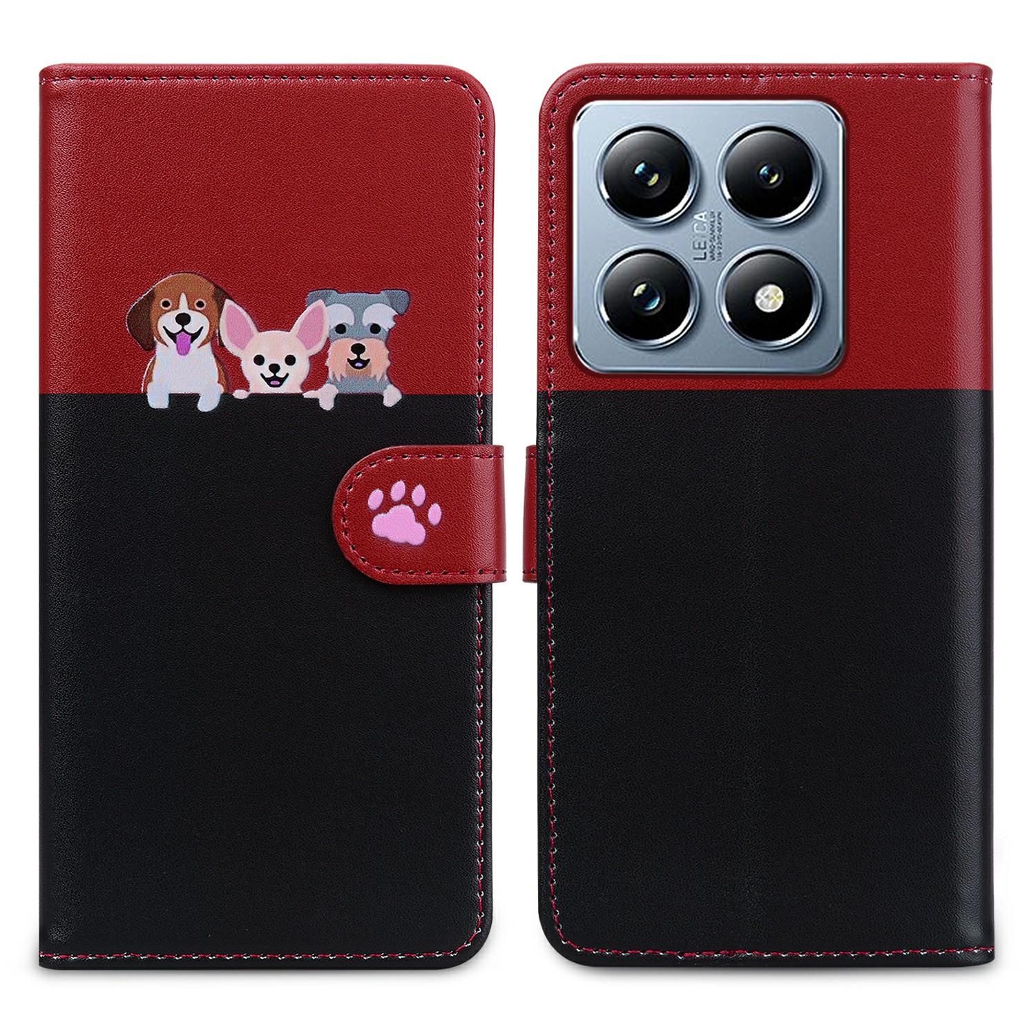 

Мультяшная серия «Питомцы» для Xiaomi 14T Pro Кошелек Чехол для телефона Сращенная кожа Откидная крышка Black