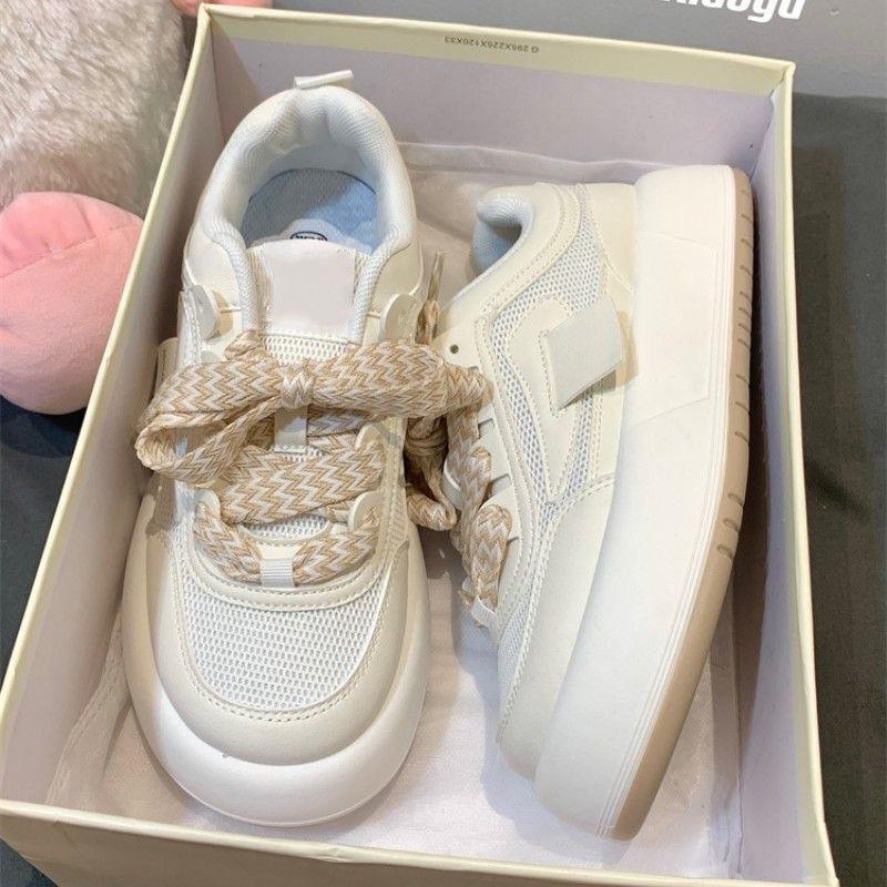 

Сетчатые дышащие кроссовки для хлеба, летние новые универсальные кроссовки для сноуборда, белые туфли на платформе 40 бежевый