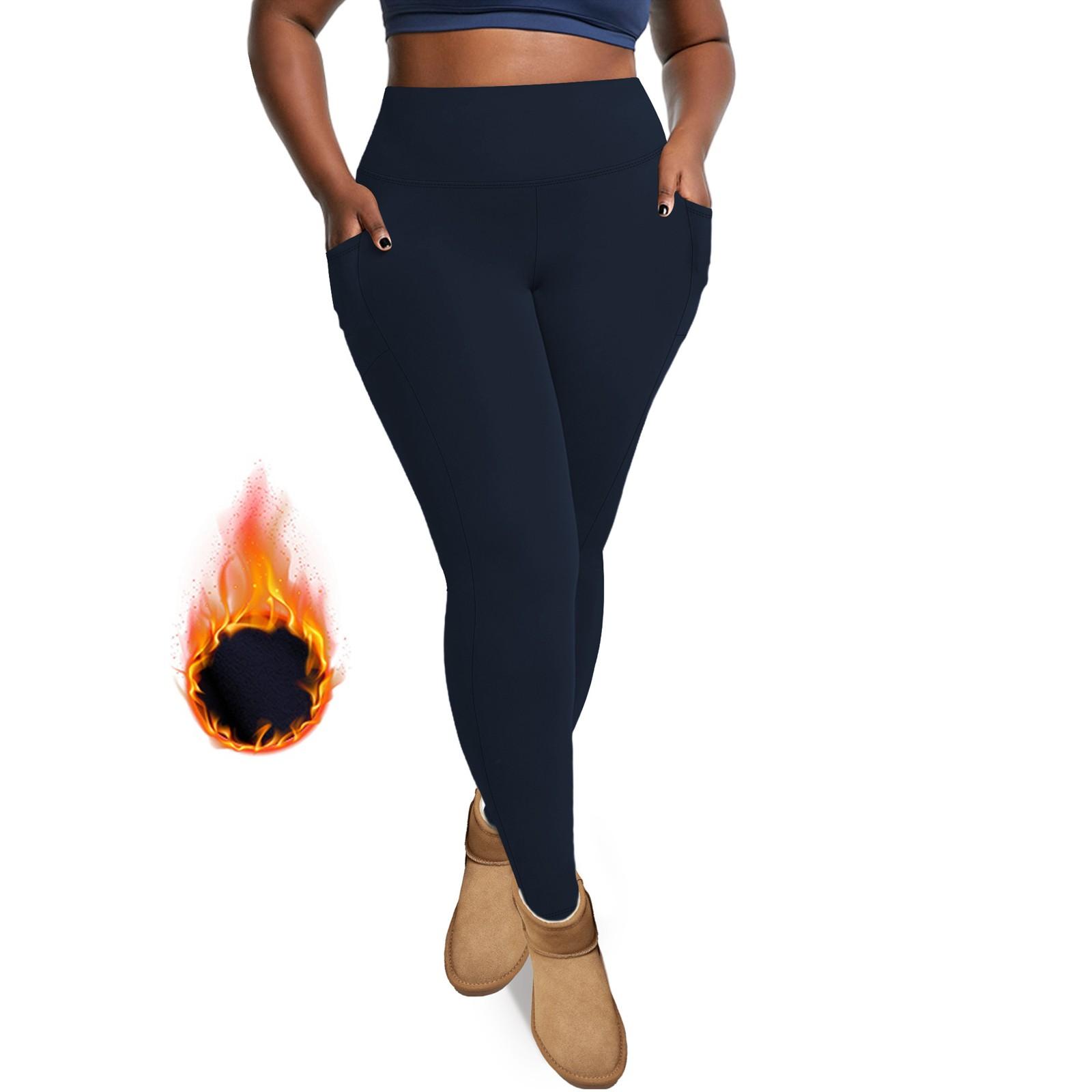 

Женские спортивные штаны для йоги с высокой талией и карманами для подъема бедер, большого размера, спортивные штаны из флиса с девятью точками XXXXXL тёмно-синий